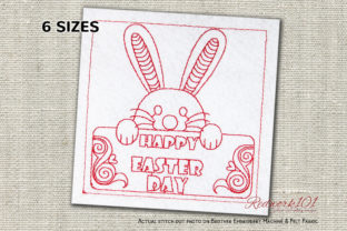 Happy Easter Day Redwork